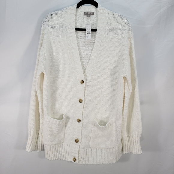 J Crew Marina V-neck cardigan Sweater CM461 Size M Ivory - Picture 4 of 7